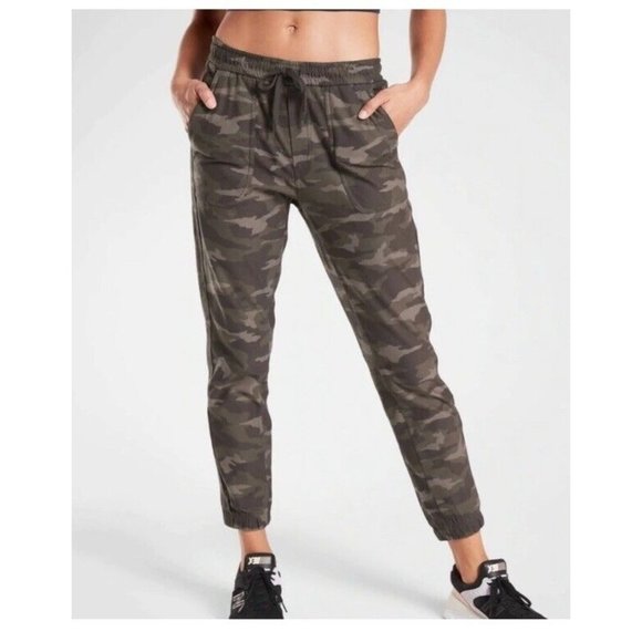 Athleta Pants Size 0 Camo Farallon Joggers Gray Green Comfort Outdoor Travel - Picture 1 of 12